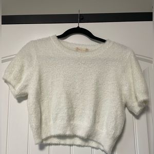 Altar’d State White Brush Knit Cropped Sweater. Size: Large